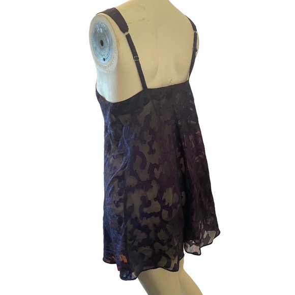 Vintage Victoria's Secret Gold Label Black Purple Nightie Slip Small EUC - Picture 2 of 8